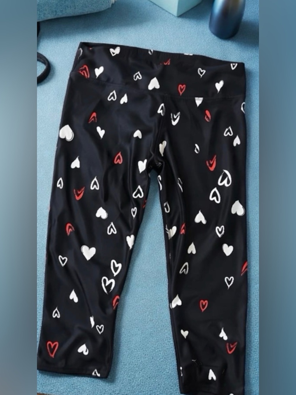 Black Heart Print Leggings